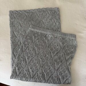Zara Silver Mesh Metallic Thread Crochet Skirt